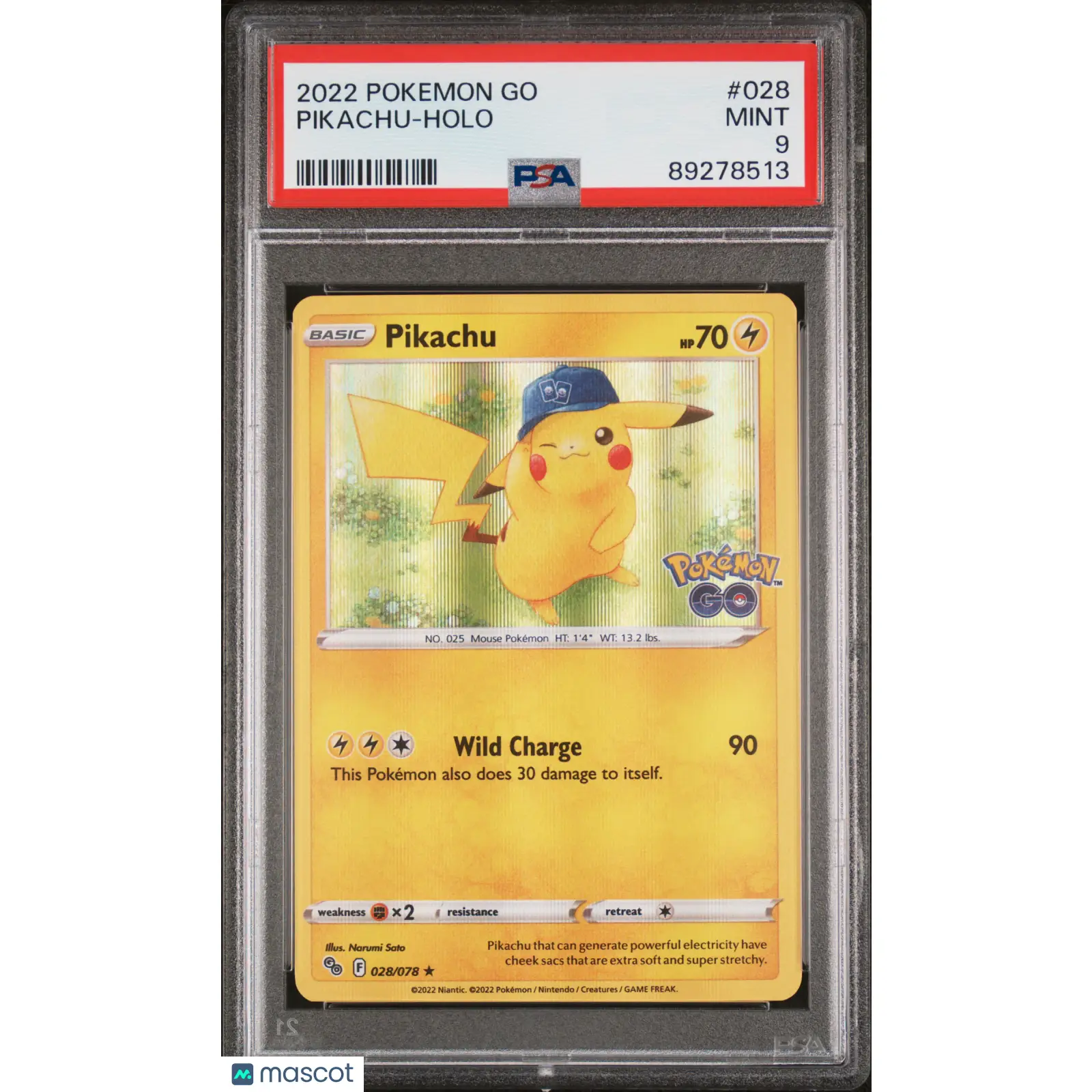 PSA 2022 Pokémon GO TCG Pikachu #028 9 Graded Card