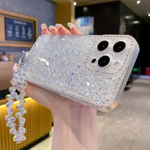 1pcs Creative Luxury Drop Glue Pink Sparkle Crystal Diamond Anti Drop Protection Phone Case Cover+Detachable Bracelet Accessory Compatible with iPhone 16/15/14/13/12/samsung Galaxy S25/redmi/oppo/honor/vivo Series