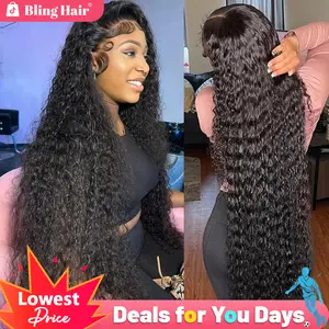 Bling Hair 180 Density 13x4/6 Hd Lace Frontal Wigs Brazilian 34 36 Inch Deep Wave Curly Real Hair Wigs 13x4 Glueless Drawstring Deep Wave Wig For Black Women Preplucked#SummerVibes