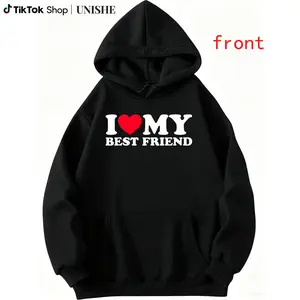 Unisex Long Sleeve Cozy Hoodie – Featuring ‘I Love My Best Friend’ Text