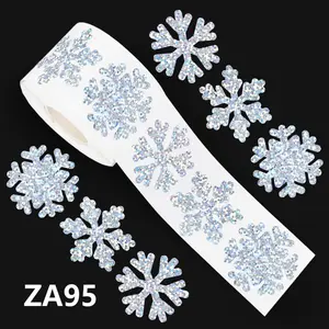 500-sheet Christmas snowflake sticker roll, winter silver stamp stickers, waterproof self-adhesive stickers, envelope day seal, Decoration Sticker