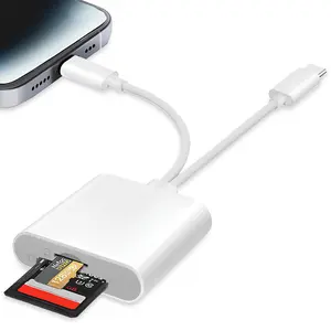 2in1 SD Card Reader for iPhone,iPad,USB-C & Lightning Dual Connector Digital Camera Adapter to iPhone,High-Speed Trail Camera Memory Card Viewer,Support SD/Micro SD Cards,Plug and Play