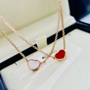 Timeless Rose Gold Red High Quality Heart Necklace Modern Style Everyday Luxury Staple
