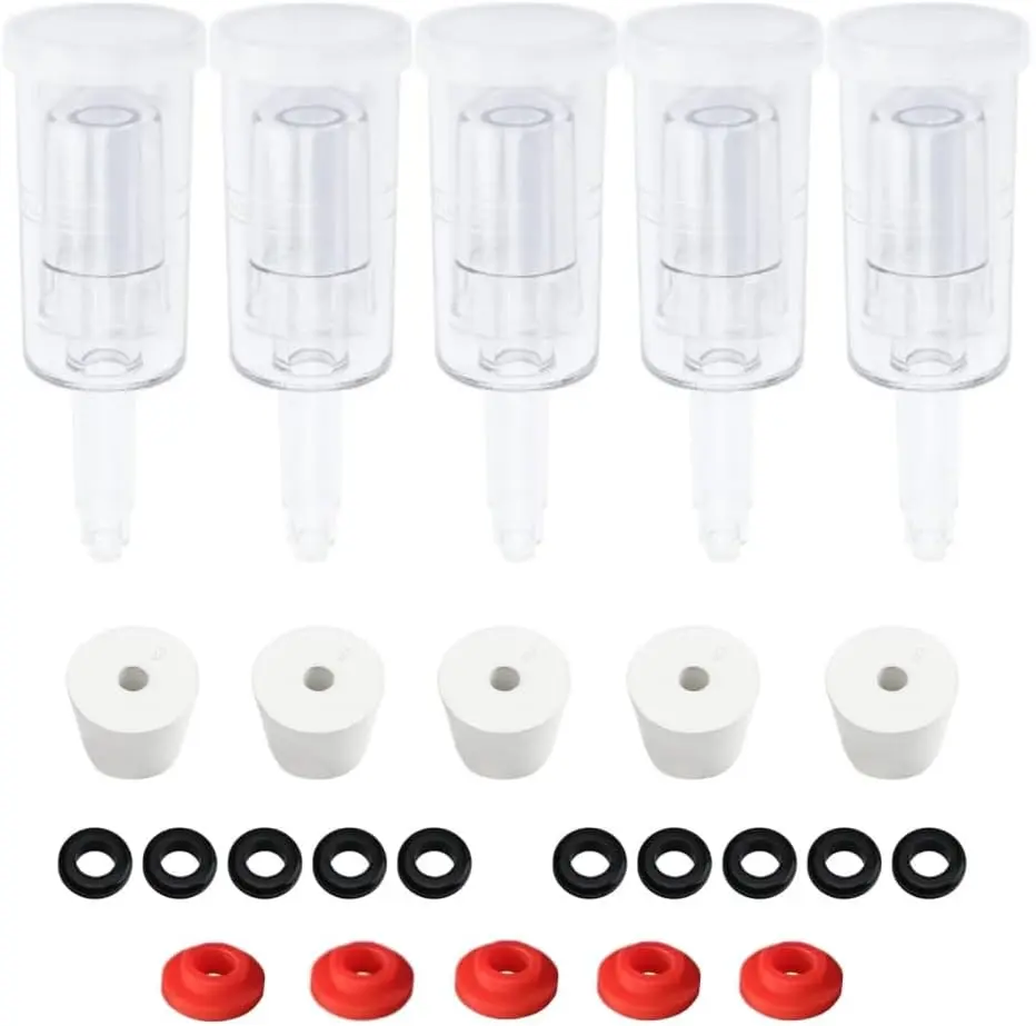 3-Piece Airlock 5-Pack with 5PCS #6 Stoppers 5pcs Silicone Loops & 10PCS Grommets Complete Fermentation Kit for Home Brewing Beer Wine Kombucha Sauerkraut Kimchi & More