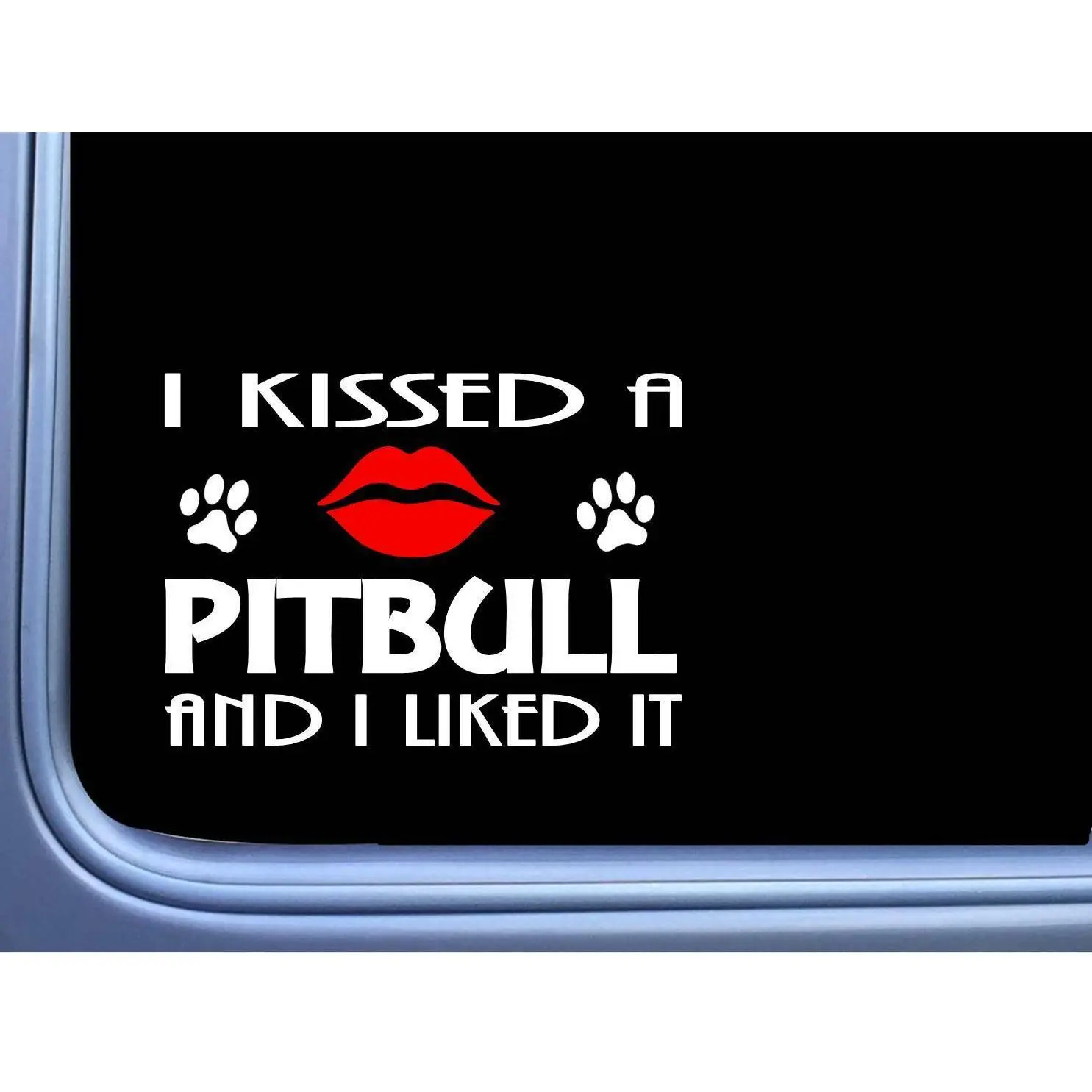 Pitbull kissed L847 8" dog window decal pit bull sticker