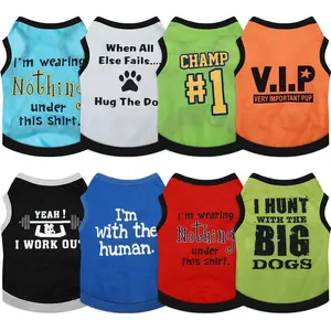 8 count  Shirts Boy Funny Printed Puppy Clothes Summer Male Soft  Clothes Breathable Pet T Shirts Outfits Puppy Clothing Fit for Small and Medium Dogs(Medium)