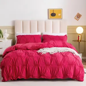 Solid Color Geometric Pattern Duvet Cover Set, 3 Counts/set Including 1 Duvet Cover & 1/2 Pillowcase without Filler, Comfortable Bedding Set for Home Bedroom
