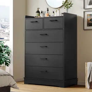 Sikaic Wooden 6 Drawer Dresser with Large Capacity Clothing Storage Organizer for Bedroom Hallway Entryway Furniture Organization Home Cabinet Modern Minimal Interior