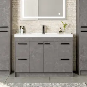 Lugano 48 in. Concrete Gray Single Sink Bath Vanity with Acrylic Top and Integrated Sink