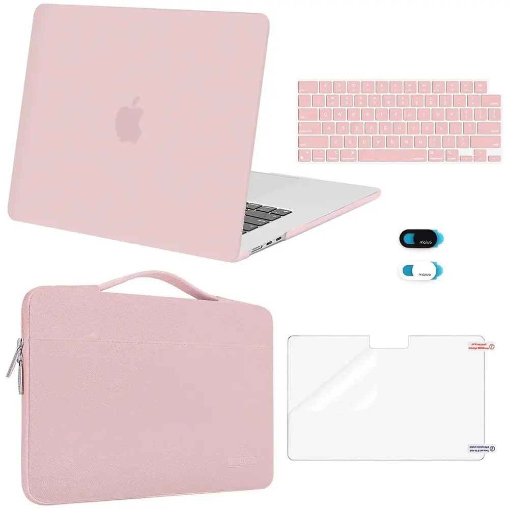 MOSISO Compatible with MacBook Air 15 inch Case M5 2026 M4 2025 M3 M2 2024 2023 A3448 A3241 A3114 A2941,Protective Hard Shell&Carrying Sleeve Bag&Keyboard Cover&Webcam Cover&ScreenFilm, School, Commuting, Daily Protection