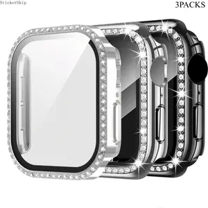 2026 NEW HOT 3-Piece Set Rhinestone  Watch Protective Case, Screen Protector Included, Ultra-Thin Shockproof Shell, Fits Series 11-4/se, Perfect Gift for Women