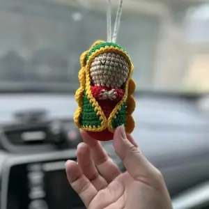 Handmade Guadalupe Virgin Rosary Car Mirror Decoration, Car Hanging Decoration, Perfect Gift Idea, Unique Handcrafted Design, Ideal for Auto Accessories