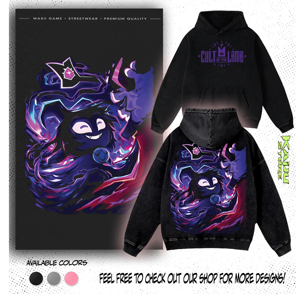The Goat - Cult Of The Lamb double side Graphic T-shirt, Hoodies roguelike video game custom Washed Sweatshirt, streetwear Tank Top Unisex Cotton Top tee, Menswear Crewneck