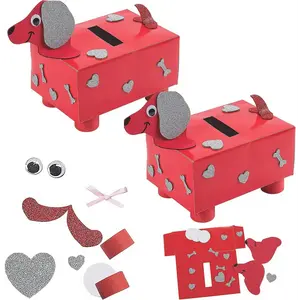4E's Novelty DIY Dog Valentine Mailbox Kit – Fun Craft for Kids’ Classroom Card Exchange