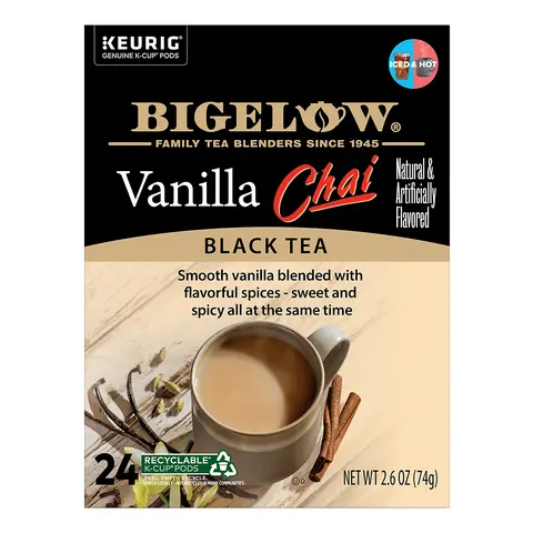 Bigelow Vanilla Chai Tea - Keurig K-Cup Pods - Black Tea - Nutmeg and Cardamom Flavors - Single Serve Tea Drinks