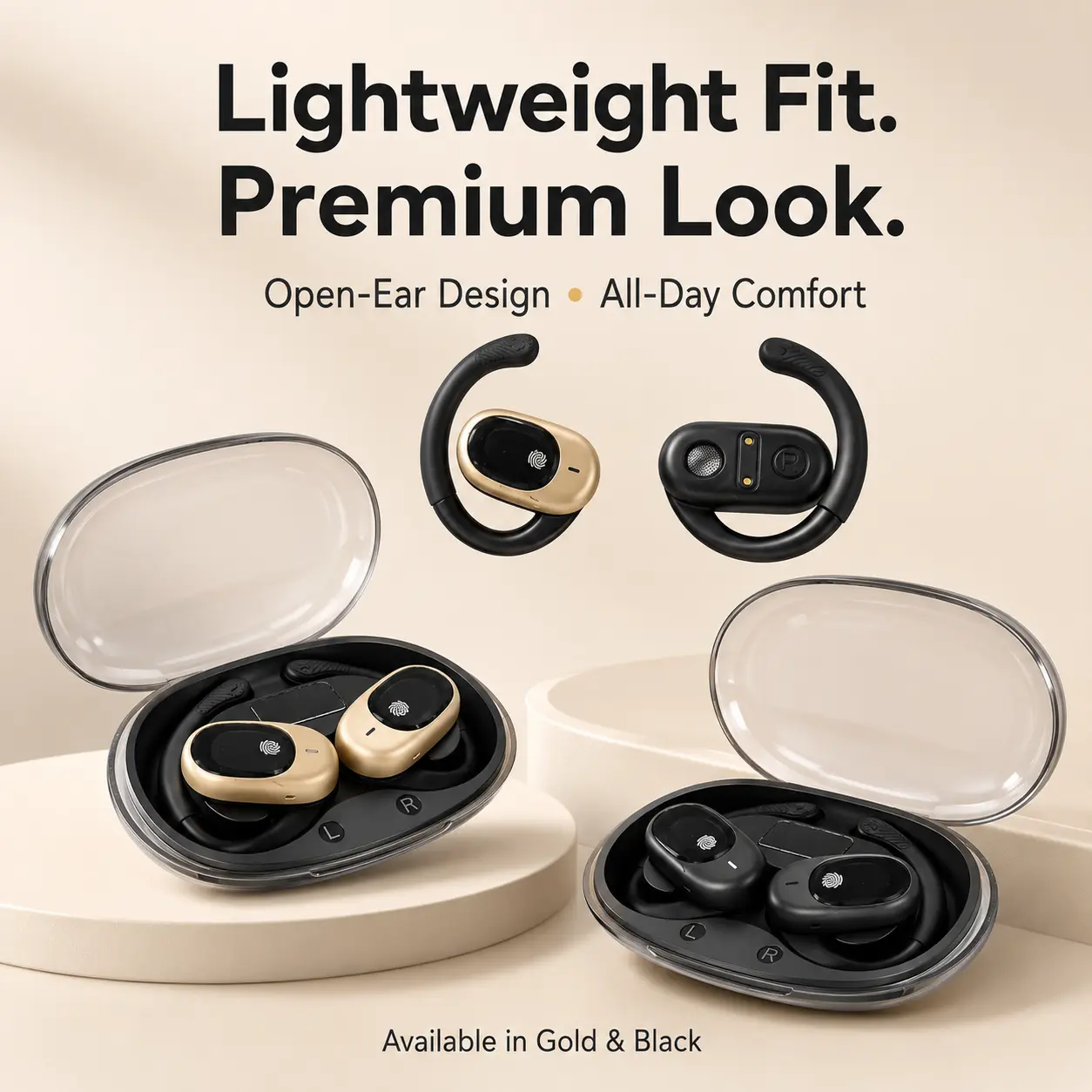 【 Live】Open Ear Earbuds,  Bluetooth 5.4 Wireless Earbuds with Ear Hooks, 48H HiFi Stereo Open Ear Headphones with Clear Calls, Touch Control Operate Fit Cycling,Running,Workout, Perfect Christmas Gift for Husband,  Family,  Women, Wife, Girlfriend, 039