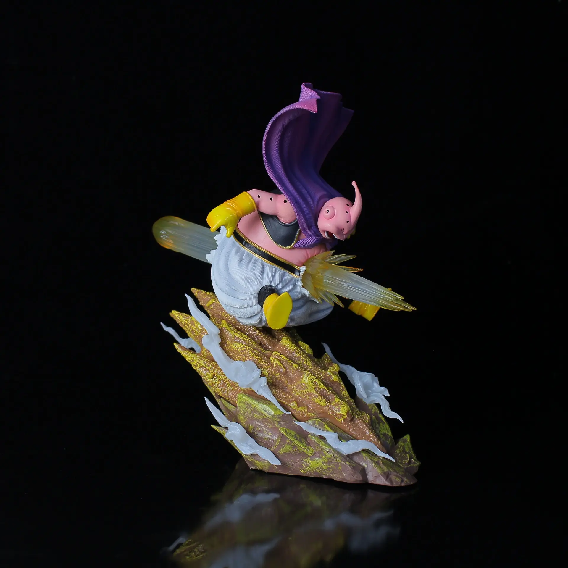 Dragon Ball Buu Figure, Action Figurine, Vegeta Explosion Scene, Funny Battle Pose, Glowing Energy Effect, Cape, Rock Base, Dragon Ball Fan Must-Have, PVC Action Figure
