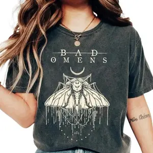 Retro Bad Omens Graphic Shirt Vintage Country Music 90s Band Tee Tshirt Shortsleeve Womenswear Clothing Comfortable