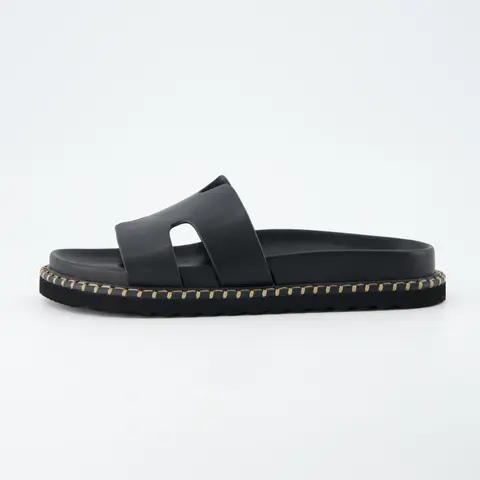 Cushionaire Crisp Women’s Slide Sandal – Faux Leather Cutout Slip-On with Artisan Stitching & Memory Foam