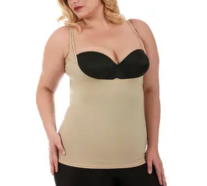 INSTANT FIGURE Plus Size Underbust Tank Top Shapewear WT40041C – Curvy Fit Compression Tank with Scoop Back, Bra-Friendly Design, Breathable 4-Way Stretch Fabric, Made in USA