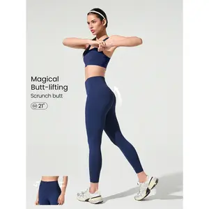 GLOWMODE 21" Seamless Fresh Start Tummy Control Scrunch Butt High-Waist Leggings Medium Impact Running Jogging Training Gym Workout