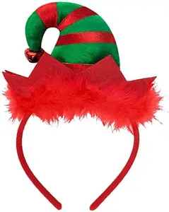Christmas Elf Headbands Hats Holiday Party Elf Headband Santa Headwear with Bel Hosfairy
