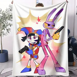 The Amazing Digital Circus Pattern Blanket, All-Season Use, Suitable for Bed Sofa Car Room Decor Gift, Unisex Single-Sided Print, Cartoon Pattern Blanket, Figure Print Blanket