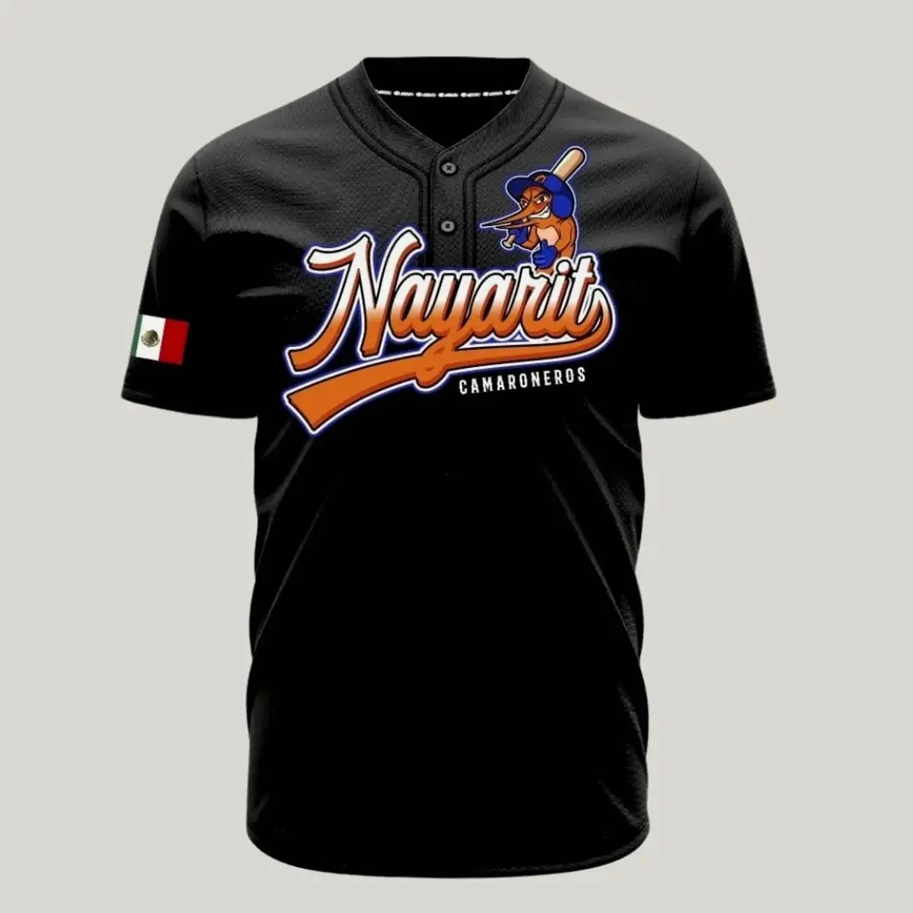 Nayarit Camaroneros Mexico Baseball Jersey – Button Up Sports Shirt, Breathable Mesh Baseball Uniform, Mexican Heritage Fan Gift, Unisex Casual Game Day Apparel