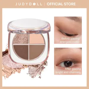 JUDYDOLL GLAZED BEAUTY-4 Shades Eyeshadow Palette, High Pigment, Long Lasting, Soft Pink Neutral Eye Makeup, Matte & Shimmer Finish, Nude Eye Shadows, Smokey Eye, Velvety Smooth, Makeup, Cosmetics, Spring Gift, Refresh Look