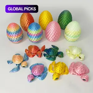 12-Piece Turtle Egg Set, Turtle Designs, 3D-Printed Plastic Decorations, Multicolor Home Desktop Ornaments, Aquarium Theme, Perfect for Holidays
