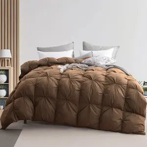 【Mothers’ Day Gift】feather Down Pinch Pleat Comforter - 100% Cotton Fabric, All-Season Duvet Insert with 8 Tabs, Warmth, Fluffy Design duvetcover Responsibly Sourced Luxury