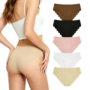 Women's Low-Rise Seamless Smooth Soft Minimalist Panties, No Panty Lines Daily Leg Briefs, 5-Pack Solid Pastel Color Knickers