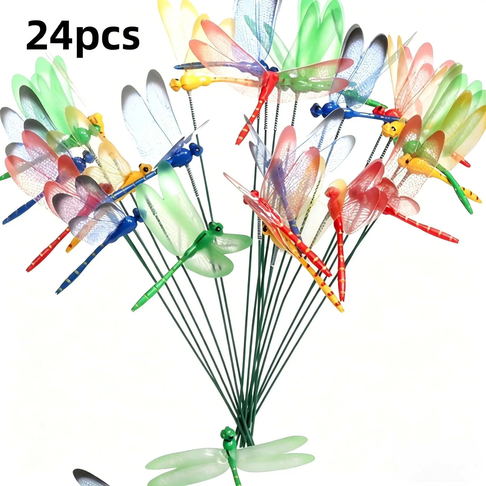 24 Dragonfly Garden Decorations, Dragonfly Garden Signs, Courtyard Decoration, Christmas Ornament, Dragonfly Sign with Stick, Christmas Gift, Garden Sculptures, Garden Statue, Garden Accessories