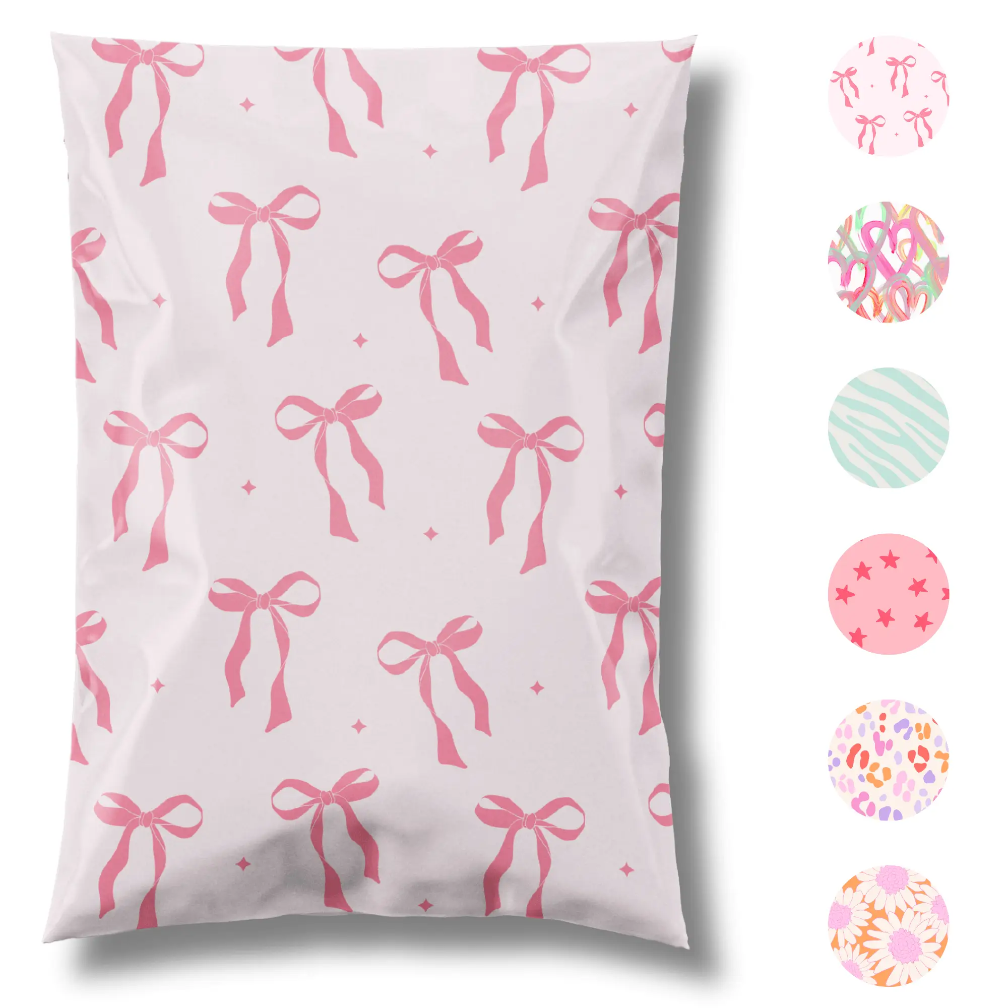 Pretty Package Designer Poly Mailer 100 Pack Heavy Duty Waterproof Self Seal Shipping Bag for Small Business, Cute Packaging