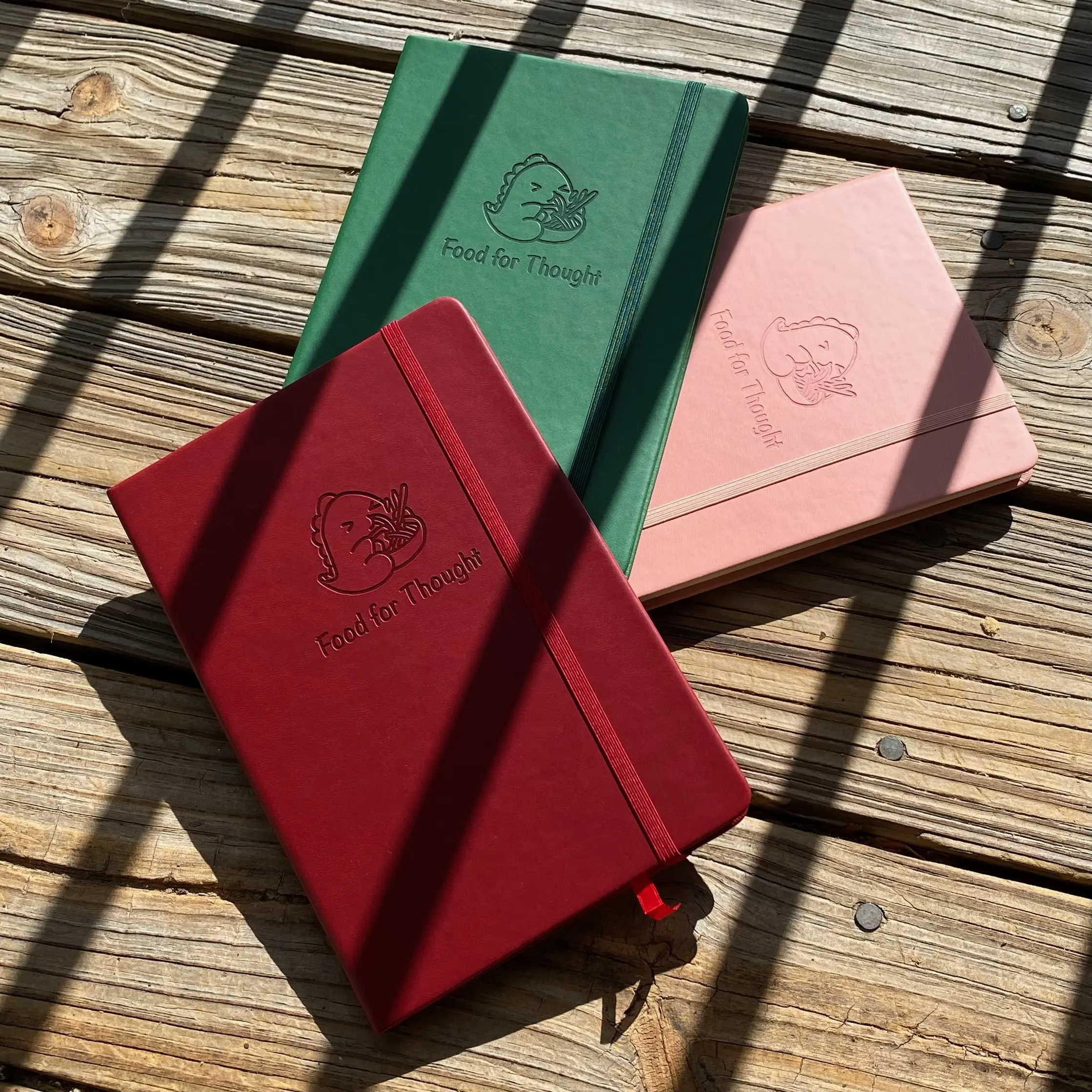 A5 "Food For Thought" Vegan Leather Notebook, 80gsm, Ramen Dinosaur