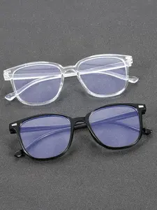 2 or 3 Pairs Classic Unisex Blue Light Blocking Glasses, Rounded Square Frame Eyeglasses, Casual Style, Fashionable Frames Glasses, for Office, TV, Reading and Phone Use, Computer Glasses