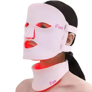 Ifae Red Light Therapy Mask for Face and Neck, 7 Colors Silicone Led Face Mask Light Therapy at Home Rechargeable & Ergonomic Design for True Anti-Aging Skincare at Home and Travel(Pink)