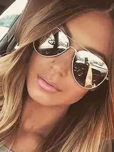 New Women's Fashion Metal Pilot Glasses, Silver Color Lenses, Trendy Streetwear Sunglasses, Perfect for Beach Vacations, Outdoor Activities, Travel, Street Photography