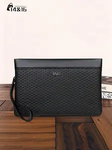 Men's Synthetic Leather Handbag, Wristlet Clutch Bag, Wallet Clutch, Business Envelope Purse with Zipper Closure, Ideal for Work Office Travel Meetings Gift