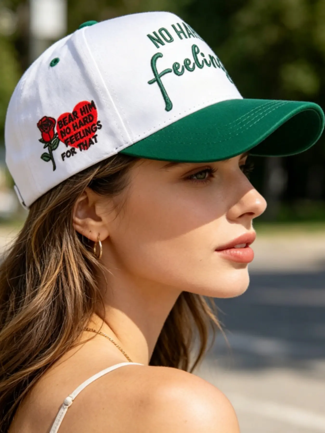 Rose Embroidered Baseball Hat, No Hard Feelings Slogan Cap, Spring Summer Outdoor Duckbill Hat, Travel Beach Vacation Couple Hat, Outdoor Hats
