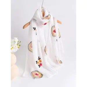 Women's Ditsy Floral Print Long Scarf, Boho Style Shawl for Women, Fashion Accessories for Beach Vacation, Trendy All-match & Exquisite Scarf for Birthday Gift, Head Scarf