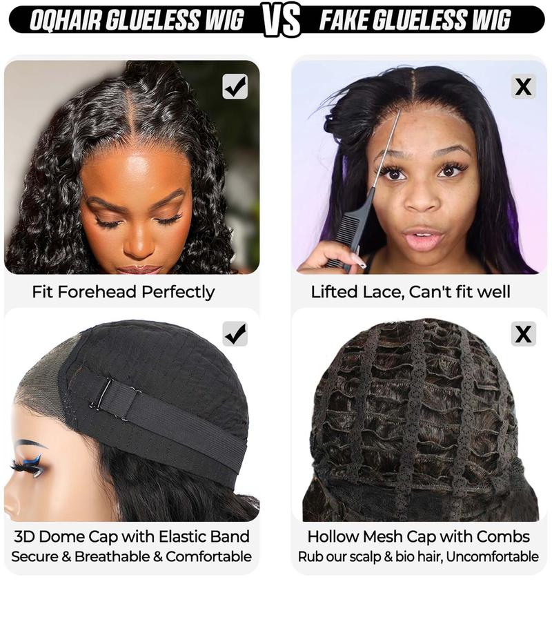 OQ HAIR Wand Curl Wear & Go Glueless Wigs Pre Cut Lace 4x6 HD Lace Closure Wigs For Women