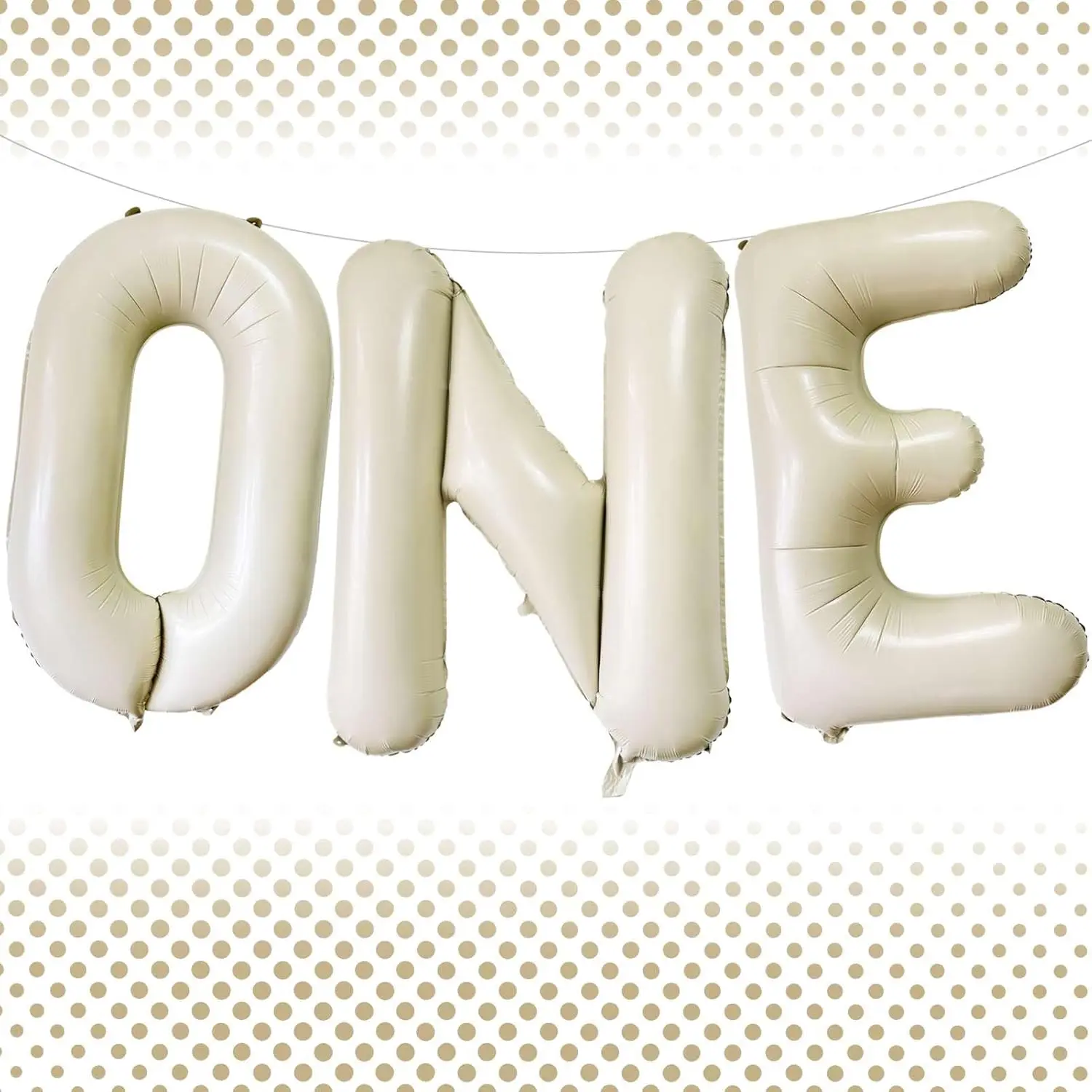 40 Inch Beige One Balloons, Giant Cream White Letters One Balloons Foil Mylar Helium White Letter Balloons for 1st Birthday Party Supplies Shower Anniversary Decorations Alphabet White ONE