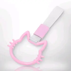 Car Handle / Tsurikawa JDM Style - Pink Cat, White Strap