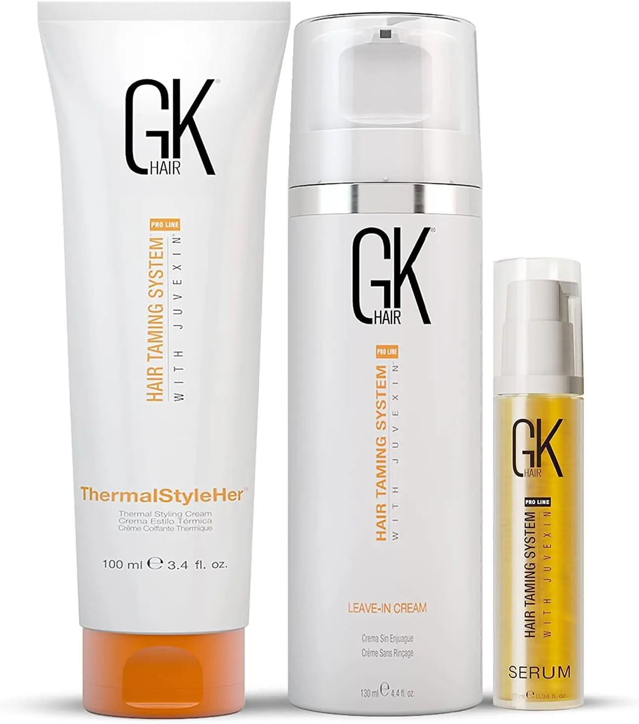 GK HAIR Global Keratin ThermalStyleHer - 100ml/3.4oz - Leave in Conditioner Cream 130ml -Serum 10ml
