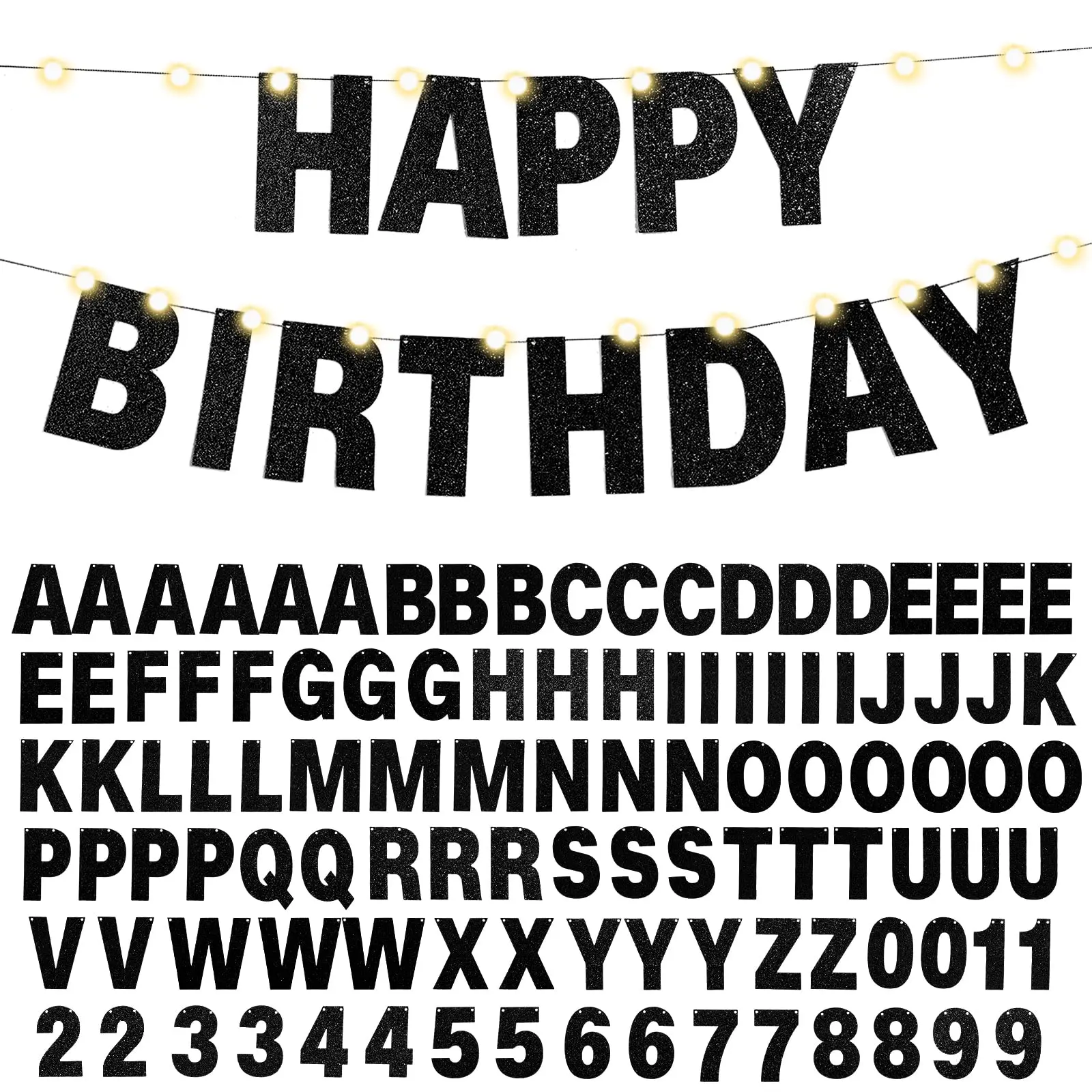 112 Pcs DIY Custom Banner Kit, Glitter Letters & Numbers with 3 Ropes for Parties & Events