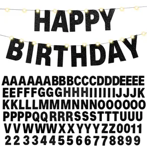 112 Pcs DIY Custom Banner Kit, Glitter Letters & Numbers with 3 Ropes for Parties & Events
