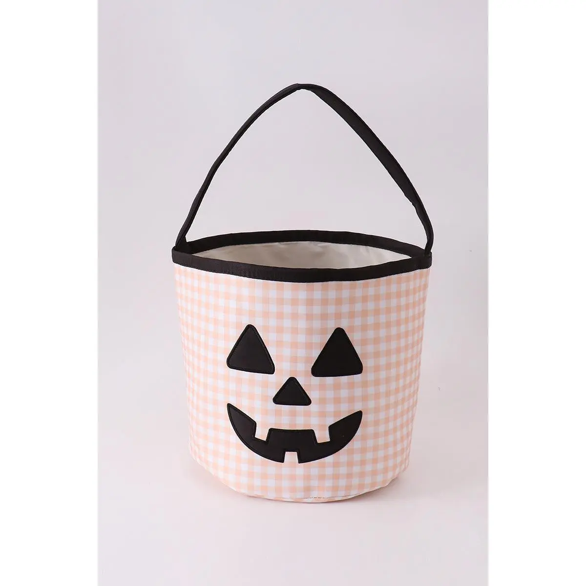 Apricot Pumpkin Applique Gingham Basket