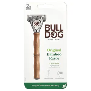Bulldog Skincare For Men Original Bamboo Razor, 1 Razor, 2 Cartridges