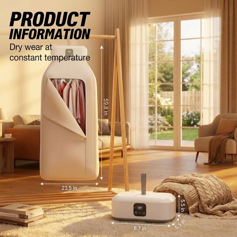 Mini Portable Clothes Dryer for Apartment Dorm RV & Travel Compact Electric Dryer with Drying Bag for Daily Laundry Ideal for On-the-Go Use